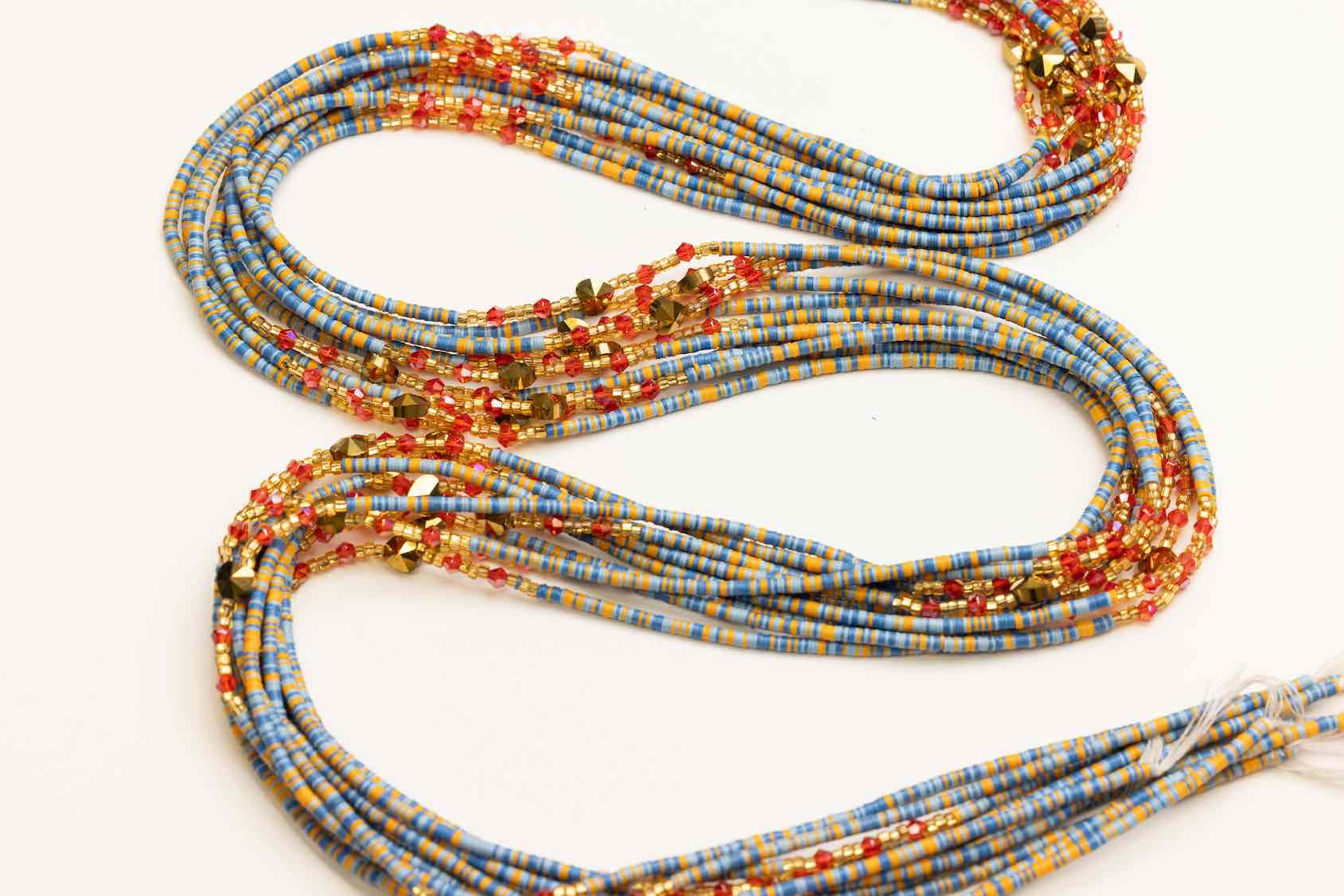 Sky Dancer - Blue & Gold Heishi Waist Beads