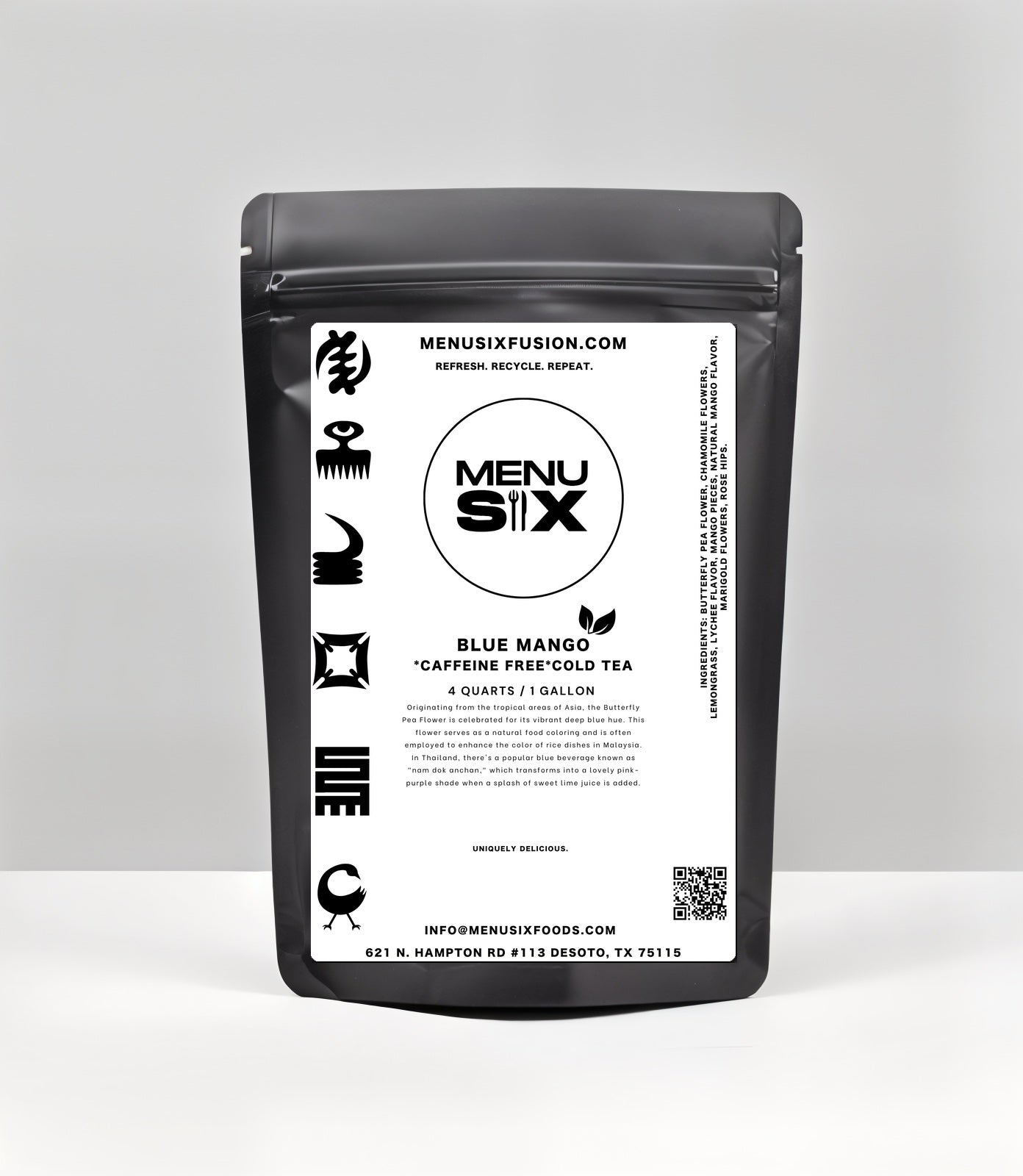 blue mango tea bag packaging